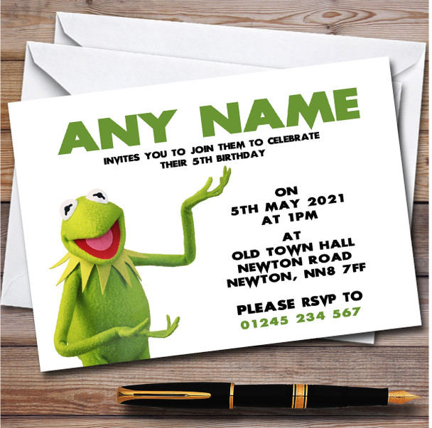 Kermit The Frog Muppets Personalised Children's Kids Birthday Party Invitations