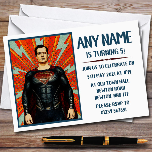 Superman Calvin Harris Card Personalised Children's Birthday Party Invitations