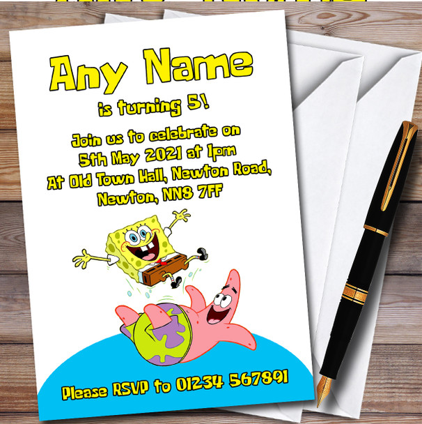 Spongebob Crabby Patty Personalised Children's Kids Birthday Party Invitations