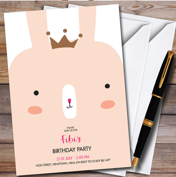 Modern Minimal Rabbit Face Personalised Children's Birthday Party Invitations