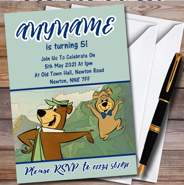 Yogi Bear Vintage Mountain Personalised Children's Birthday Party Invitations