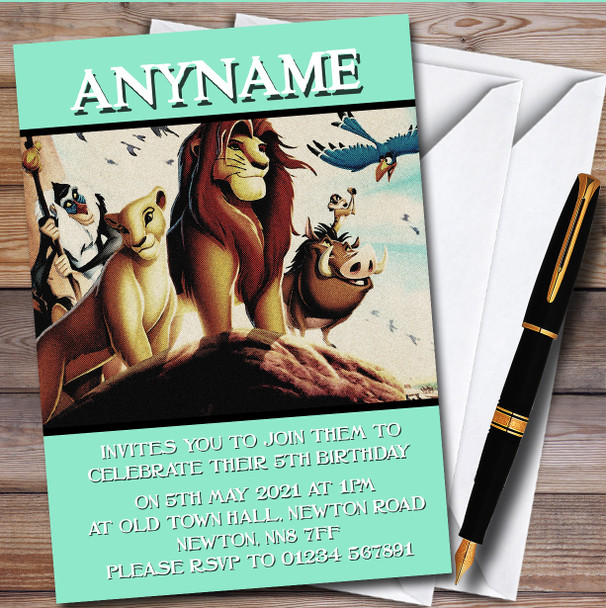 The Lion King Vintage Personalised Children's Kids Birthday Party Invitations