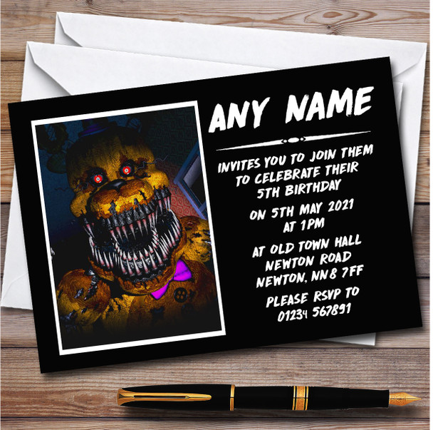 Fnaf Five Nights At Freddy's Nightmare Fredbear Children's Party Invitations