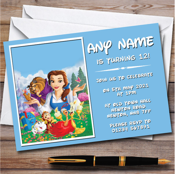 Disney Beauty And The Beast Characters Children's Birthday Party Invitations
