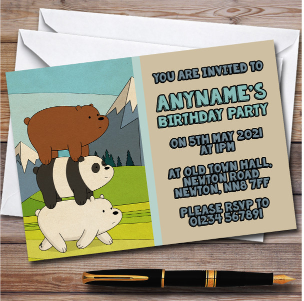 We Bare Bears Three Bears Personalised Children's Birthday Party Invitations