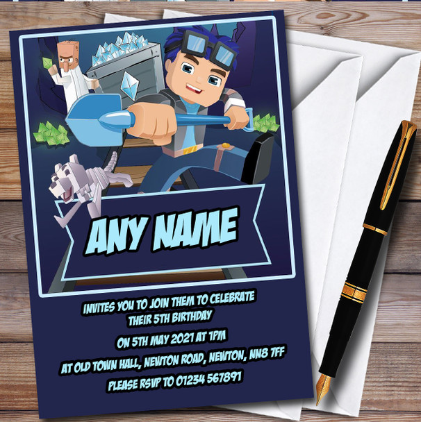 Diamond Dan Tdm Card Personalised Children's Kids Birthday Party Invitations