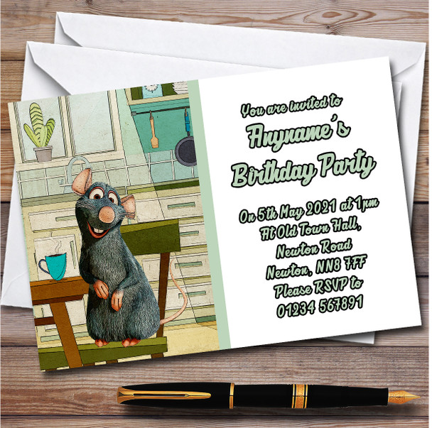 Ratatouille Rat Cartoon Chair Kitchen Children's Birthday Party Invitations