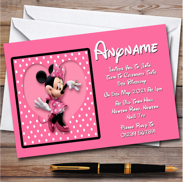 Disney Minnie Mouse Personalised Children's Kids Birthday Party Invitations