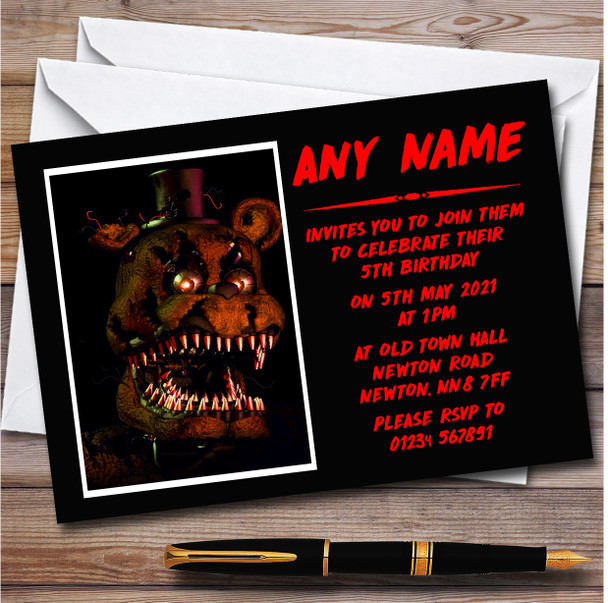 Fnaf Five Nights At Freddy's Nightmare Freddy Children's Party Invitations