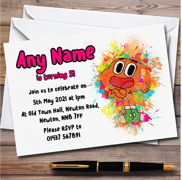 The Amazing World Of Gumball Darwin Watterson Children's Party Invitations