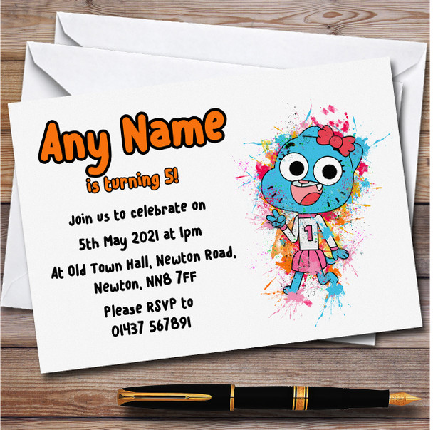 The Amazing World Of Gumball Nicole Watterson Children's Party Invitations