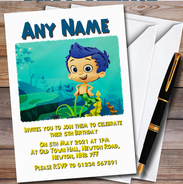 Bubble Guppies Gil Personalised Children's Kids Birthday Party Invitations
