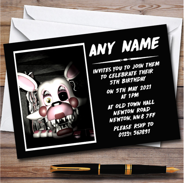 Fnaf Five Nights At Freddy's Mangle Children's Birthday Party Invitations