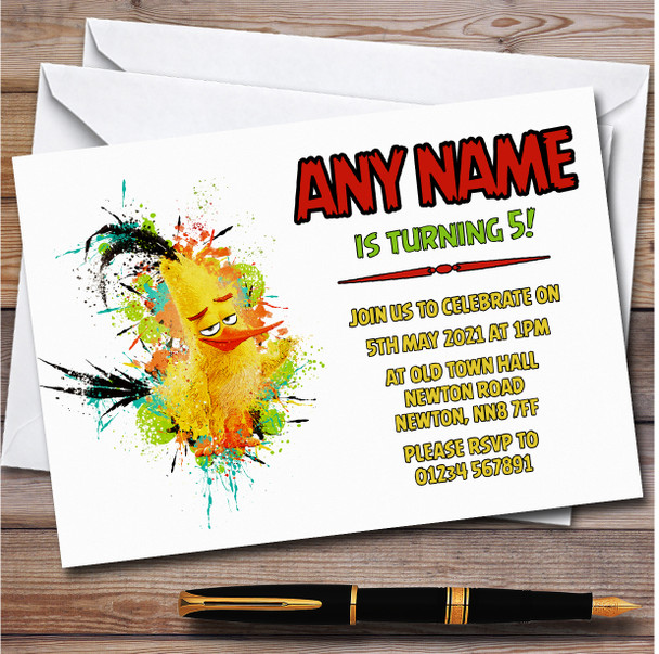 The Angry Birds Chuck Cute Splatter Children's Birthday Party Invitations