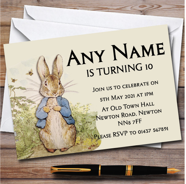 Peter Rabbit Card Personalised Children's Kids Birthday Party Invitations