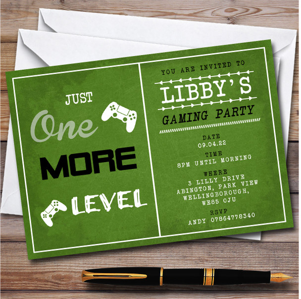 Just One More Level Vintage Gaming Children's Birthday Party Invitations
