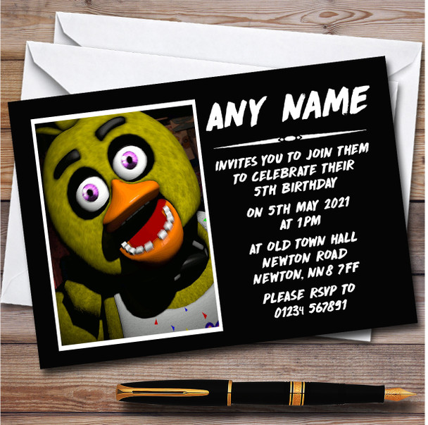 Fnaf Five Nights At Freddy's Chica Children's Birthday Party Invitations