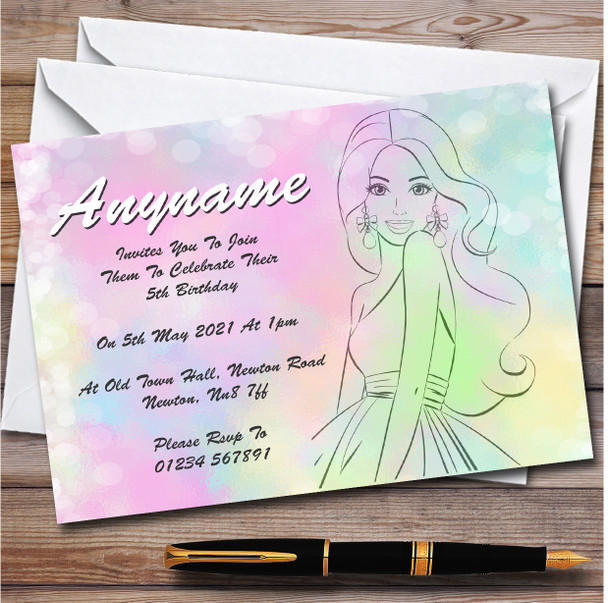 Barbie Mermaid Multicolour Sparkle Children's Birthday Party Invitations