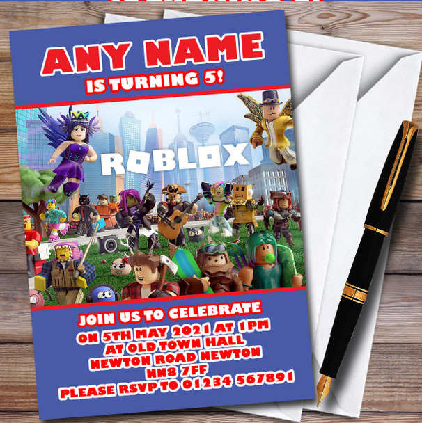 Roblox Red Text Personalised Children's Kids Birthday Party Invitations