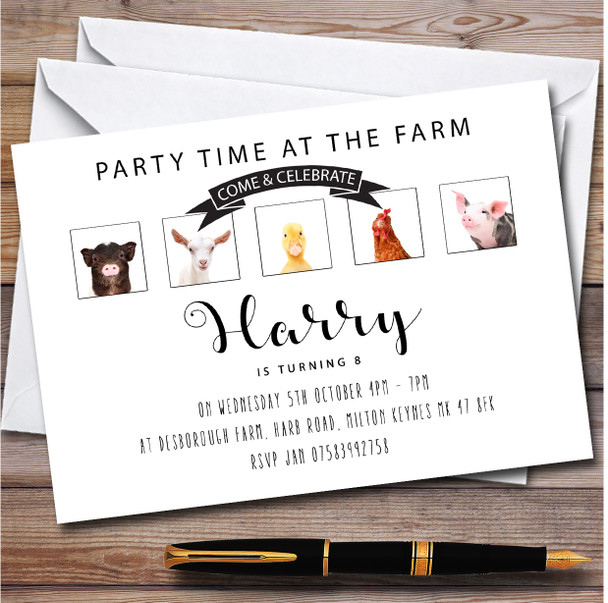 Farm Animals Party On The Farm Children's Birthday Party Invitations