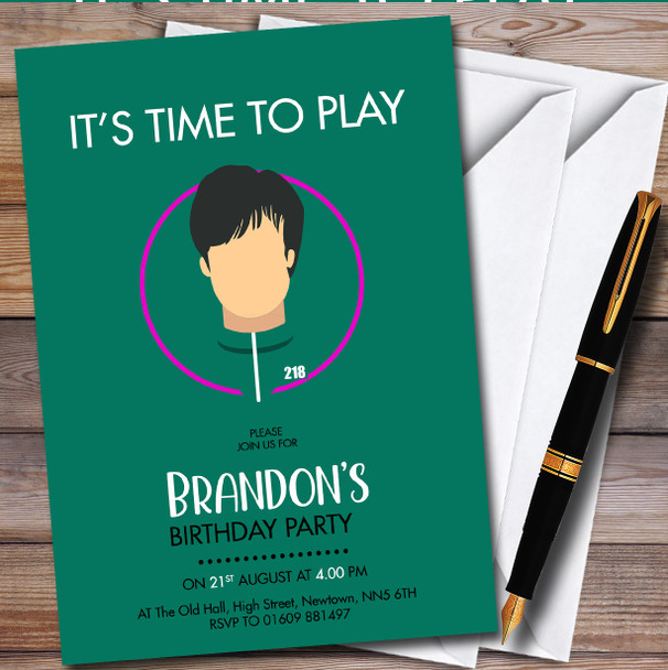 Cho Sang-Woo Squid Game Character Personalised Birthday Party Invitations