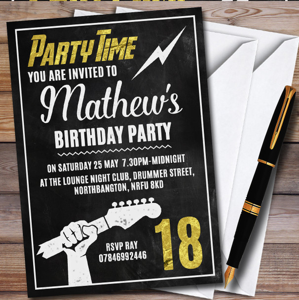 Rock N Roll Poster Any Age Personalised Birthday Party Invitations