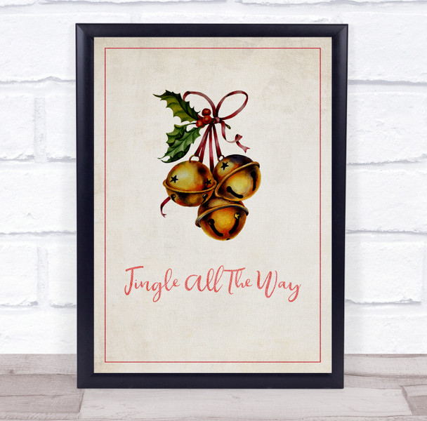 Retro Jingle All The Way Red Christmas Wall Art Print