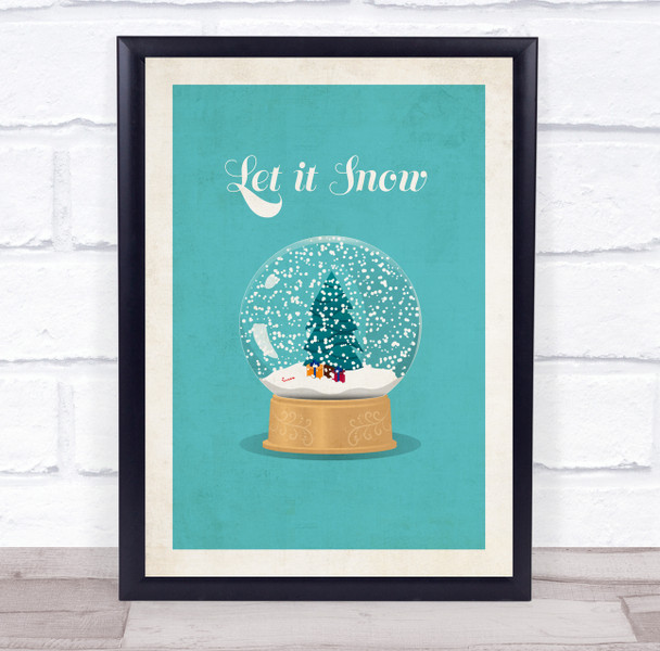 Christmas Snow Globe Blue Let it Snow Wall Art Print