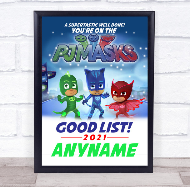 PJ Masks Christmas Good List Personalised Certificate Award Print