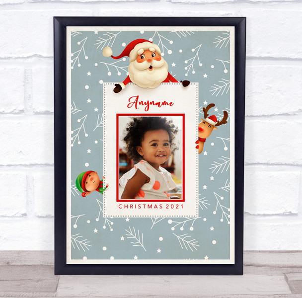 Personalised Photo Grey Snow Christmas Event Sign Wall Art Print