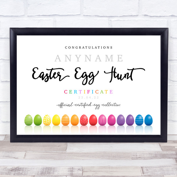 Colourful Easter Egg Hunt Official Egg Collector Personalised Certificate Award