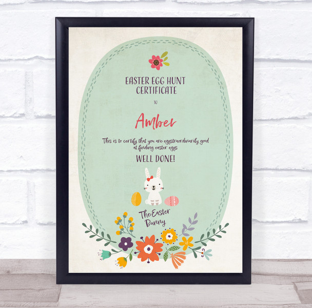 Easter Egg Hunt Flowers Personalised Certificate Award Print