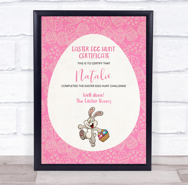 Pink Easter Egg Hunt Personalised Certificate Award Print