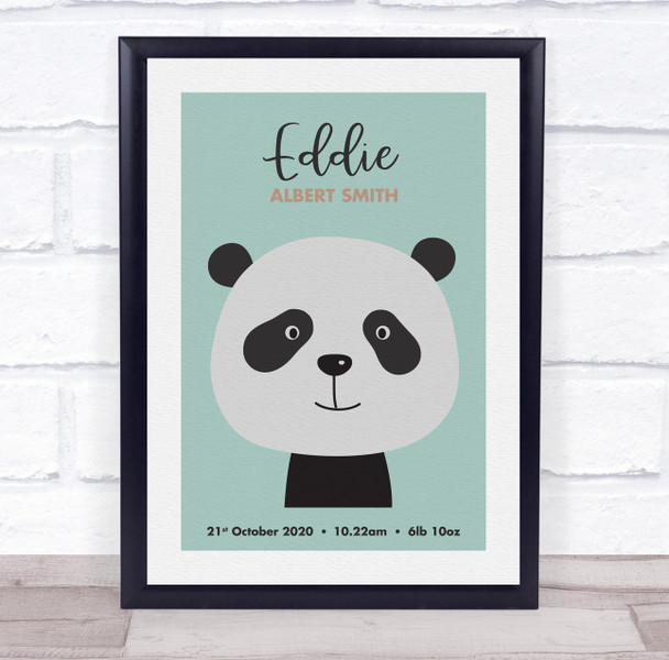 New Baby Birth Details Nursery Christening Cute Koala Face Keepsake Gift Print