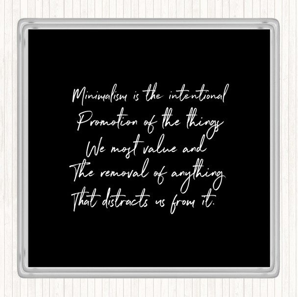 Black White Minimalism Quote Coaster