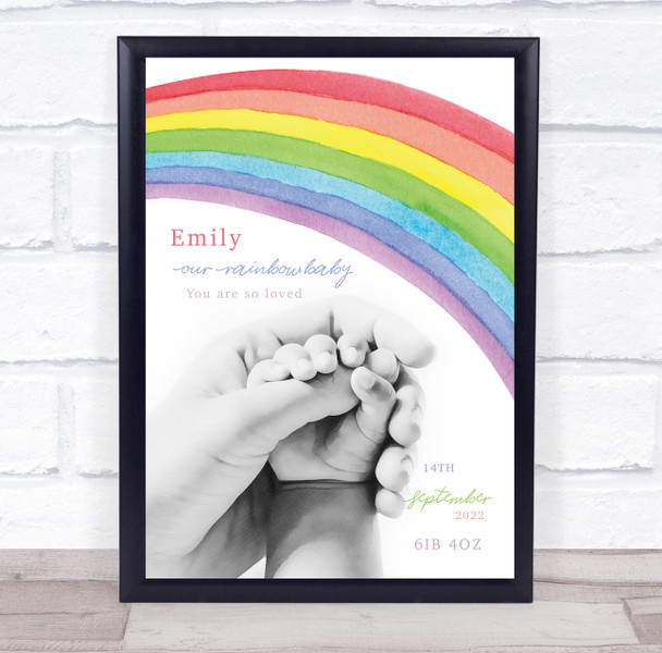 Birth Details Nursery Christening New Baby Rainbow Baby Keepsake Gift Print