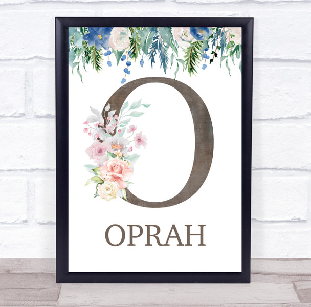 Floral Any Name Initial O Personalised Children's Wall Art Print