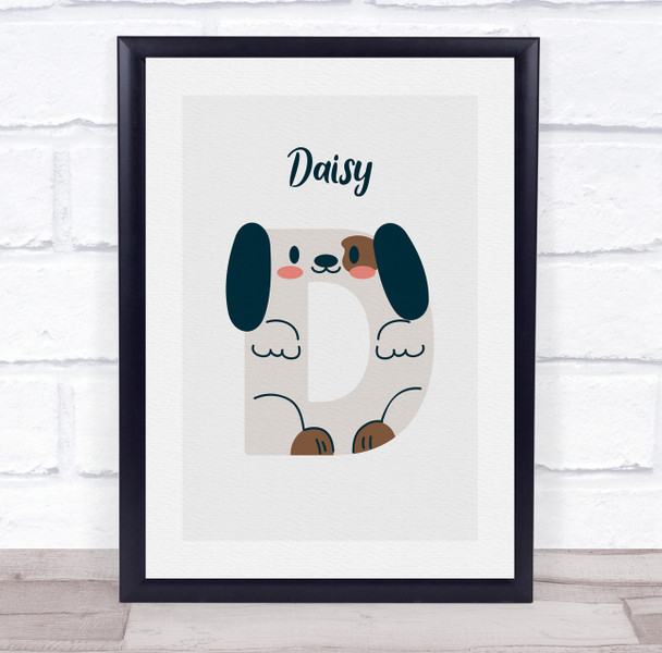 Dog Initial Letter D Copy Personalised Children's Wall Art Print