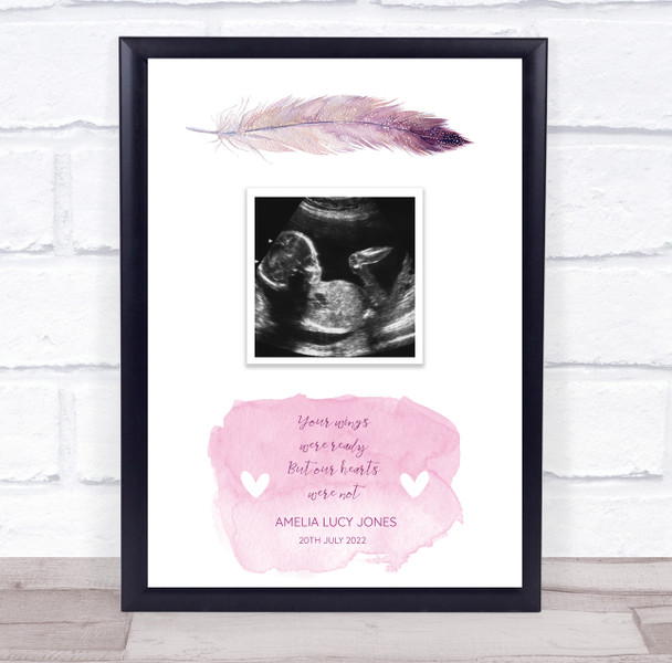 Baby Loss Miscarriage Memorial Quote Photo Scan Picture Pink Feather Print