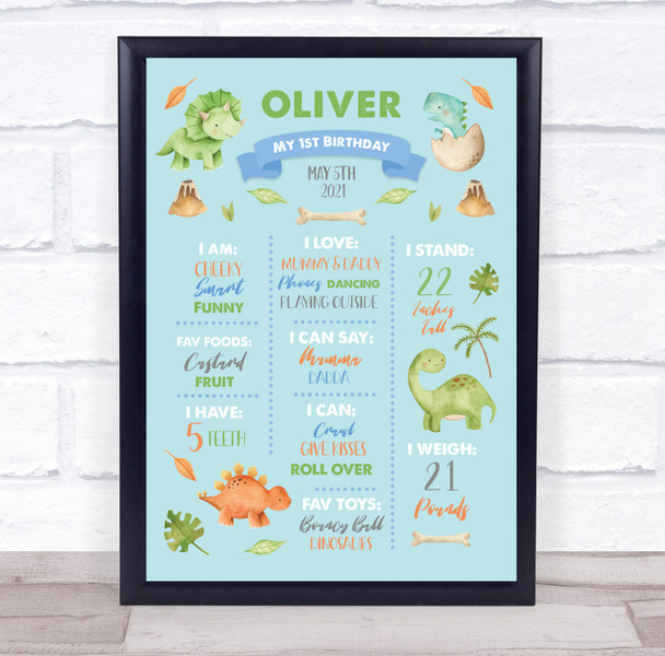 1st Birthday First Year Baby Milestones Achievements Interests Dinosaurs Print