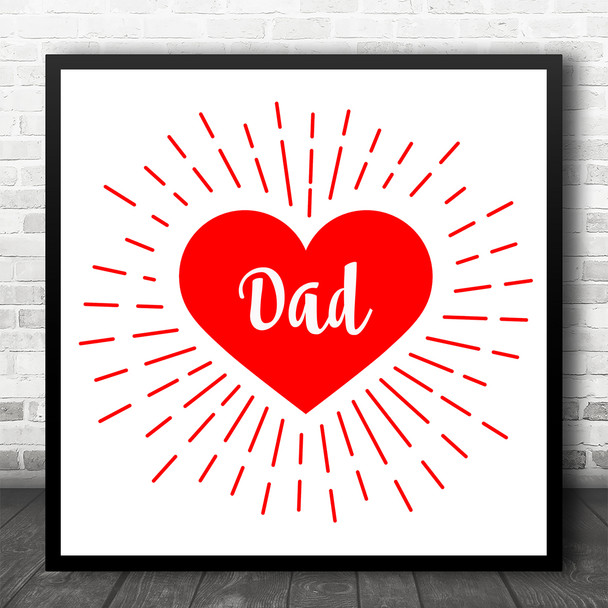 Electric Heart Dad Square Personalised Gift Art Print