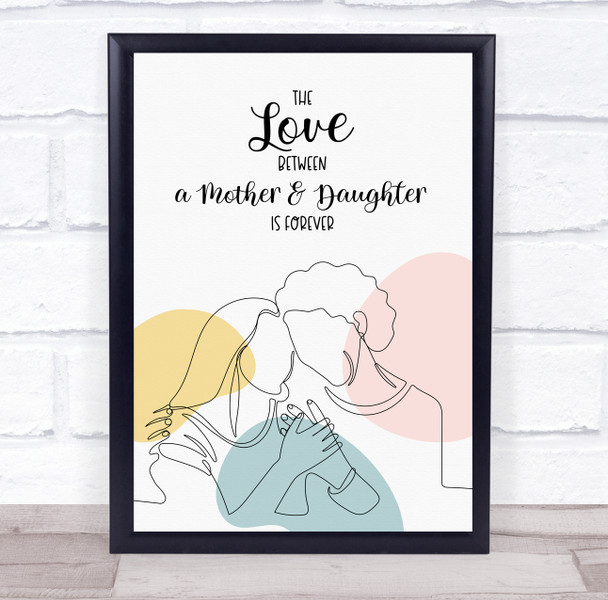 Line Art Mum And Daughter Pastel Personalised Gift Art Print