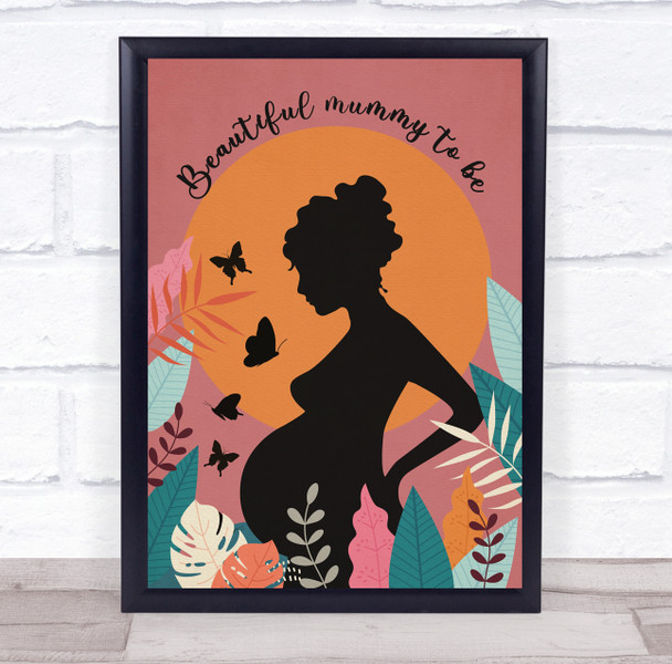 Silhouette Of Pregnant Woman And Colourful Leaves Personalised Gift Art Print