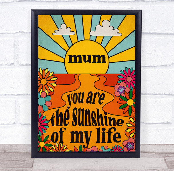 70'S Groovy Retro Sunshine And Flowers Mum Personalised Gift Art Print