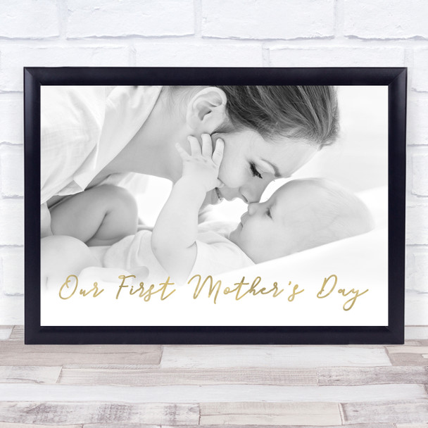 Black & White Photo & Text 1st Mother's Day Personalised Gift Art Print