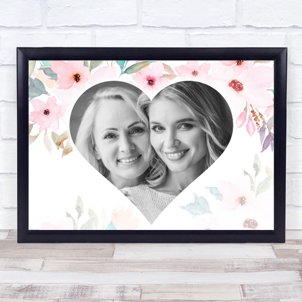 Photo Heart Love You Mum Beautiful Floral Personalised Gift Art Print