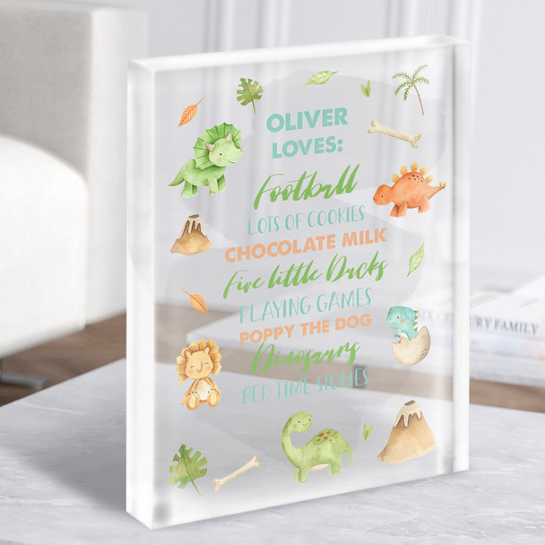 Dinosaurs Child Boy Loves Favourite Things Acrylic Block
