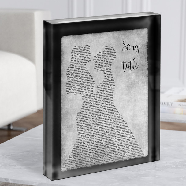 Lesbian Couple Two Women Dancing Grey Any Song Lyric Acrylic Block