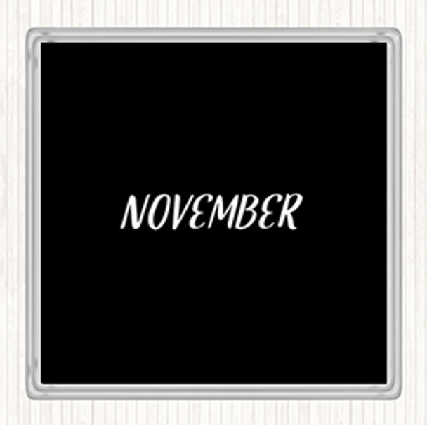 Black White November Quote Coaster