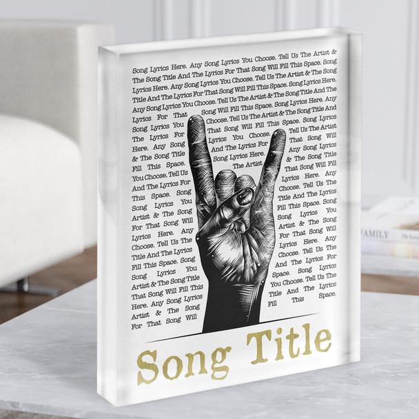 Sketch Rock Fist Any Song Lyric Acrylic Block